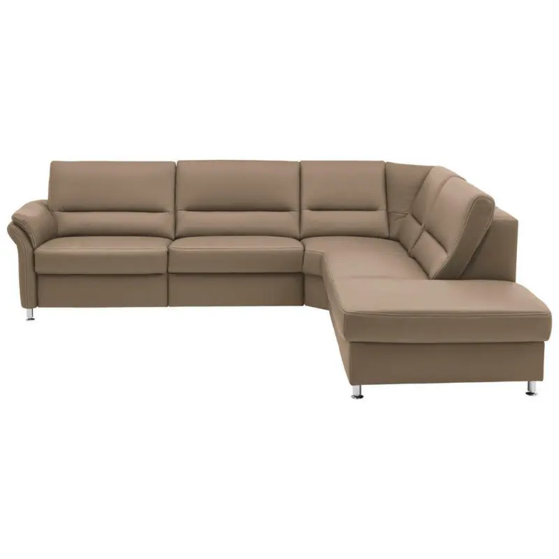 Ecksofa in Echtleder Hellbraun