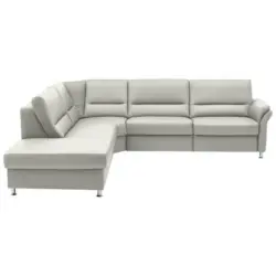 Ecksofa in Echtleder Weiß
