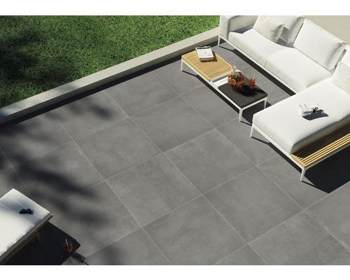 FLAIRSTONE Feinsteinzeug Terrassenplatte Modern Dark rektifizierte Kante 90 x 90 x 3 cm