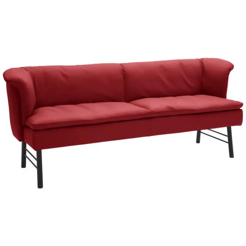 Sitzbank in Metall, Leder Rot