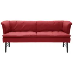 Sitzbank in Metall, Leder Rot