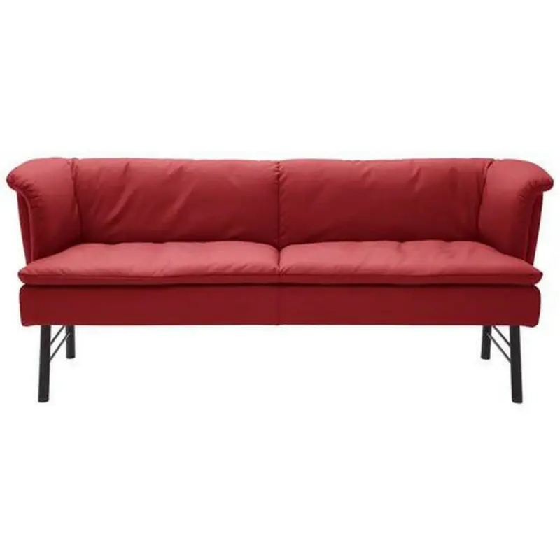 Sitzbank in Metall, Leder Rot