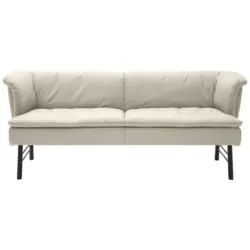 Sitzbank in Metall, Leder Beige