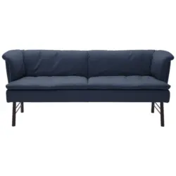 Sitzbank in Metall, Leder Blau