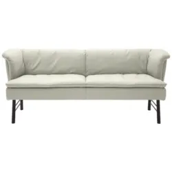 Sitzbank in Metall, Leder Wei&szlig;