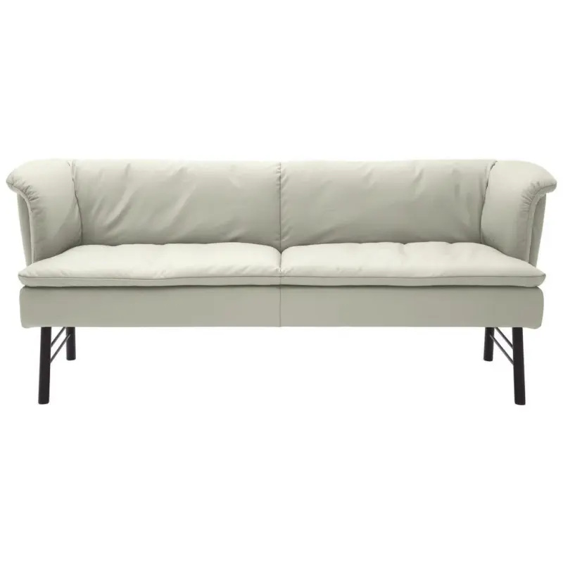 Sitzbank in Metall, Leder Wei&szlig;