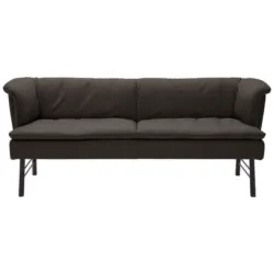 Sitzbank in Metall, Leder Braun