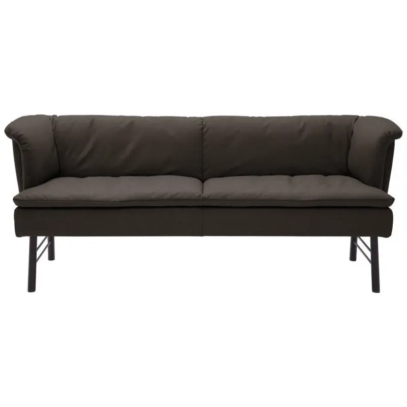 Sitzbank in Metall, Leder Braun