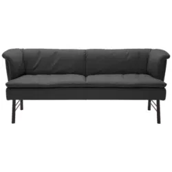 Sitzbank in Metall, Leder Graphitfarben