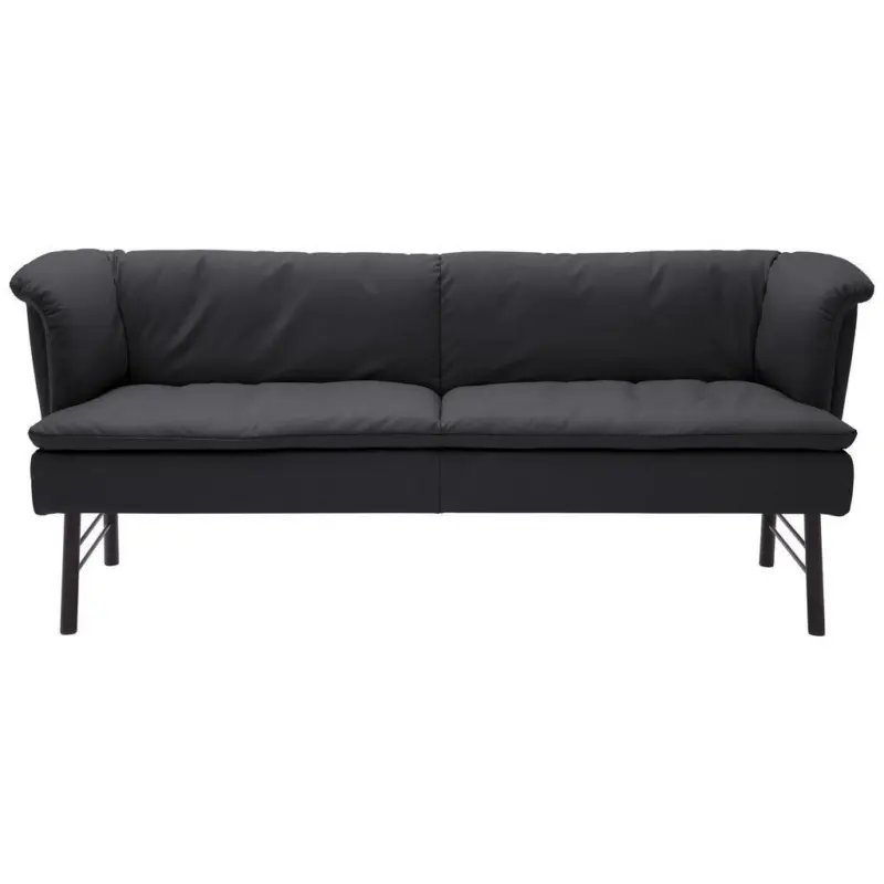 Sitzbank in Metall, Leder Schwarz