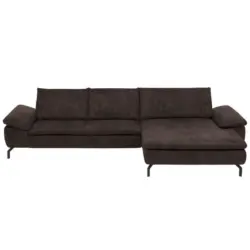 Ecksofa in Mikrofaser Dunkelbraun