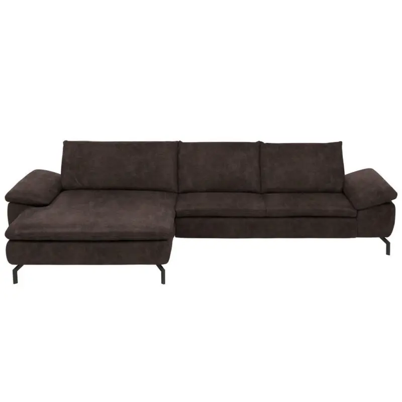 Ecksofa in Mikrofaser Dunkelbraun