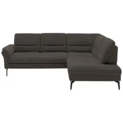 Ecksofa in Webstoff Dunkelbraun