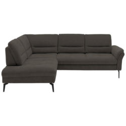 Ecksofa in Webstoff Dunkelbraun