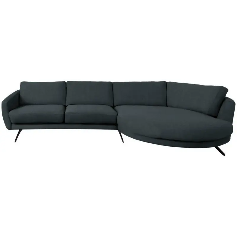 Ecksofa in Webstoff Schwarz