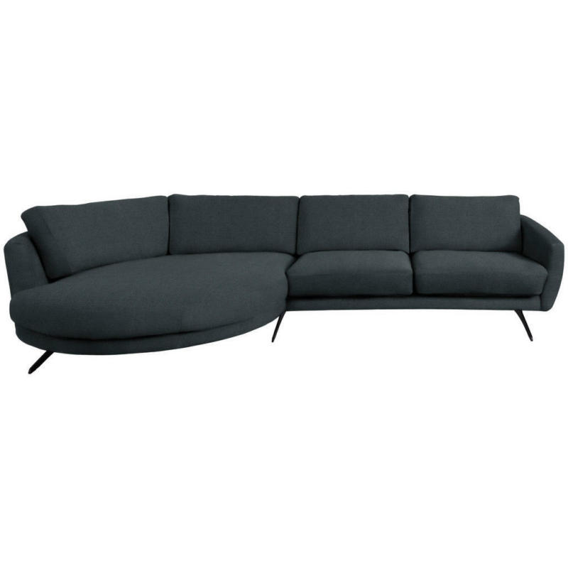 Ecksofa in Webstoff Schwarz