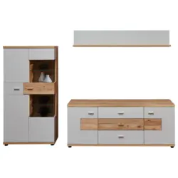 Wohnwand 245/170/48 cm in Hellgrau, Eiche Artisan, Wildeiche