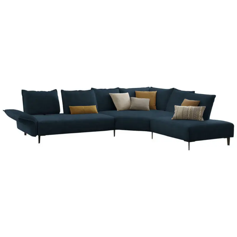 Ecksofa in Flachgewebe Blau