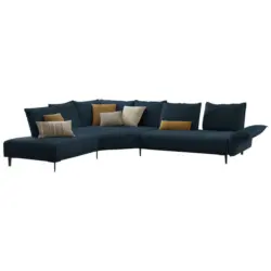 Ecksofa in Flachgewebe Blau