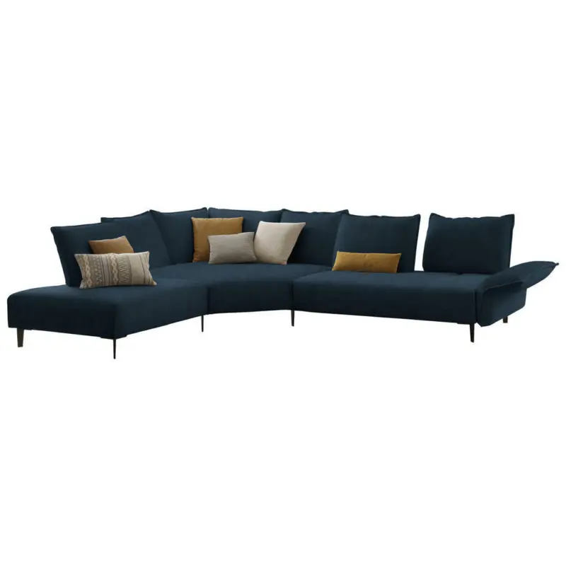Ecksofa in Flachgewebe Blau
