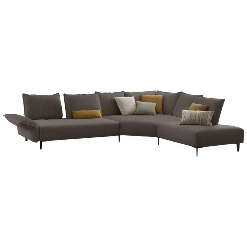 Ecksofa in Flachgewebe Braun