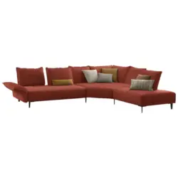 Ecksofa in Flachgewebe Terracotta