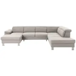 Wohnlandschaft in Webstoff Ecru