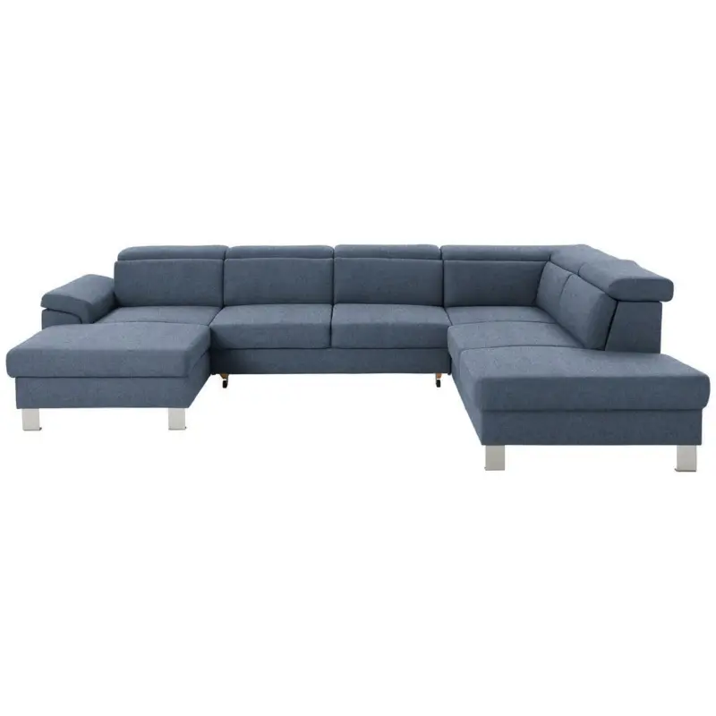 Wohnlandschaft in Webstoff Blau
