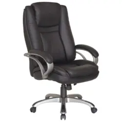 Chefsessel in Lederlook Anthrazit, Schwarz