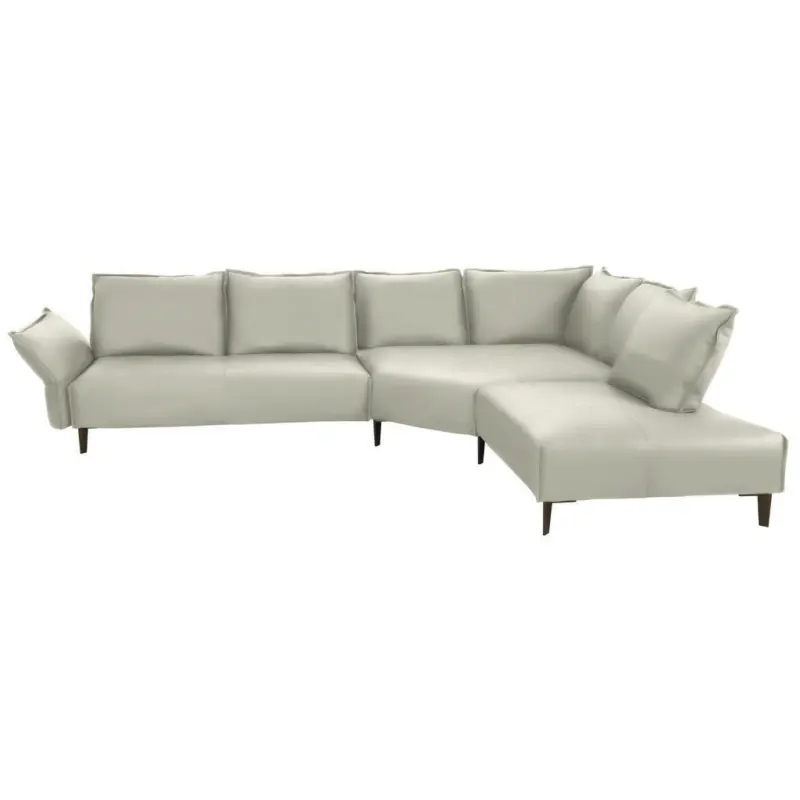 Ecksofa in Echtleder Weiß