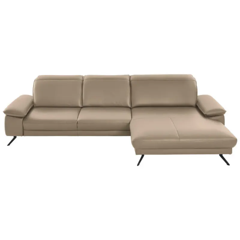 Ecksofa in Echtleder Hellbraun