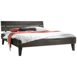 Bett 200/200 cm in Grau, Akaziefarben