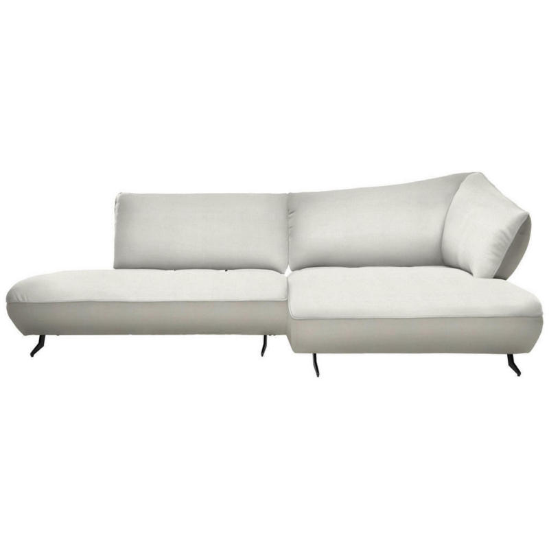 Ecksofa in Chenille, Struktur Creme, Naturfarben