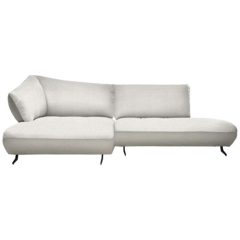 Ecksofa in Webstoff, Struktur Creme, Naturfarben