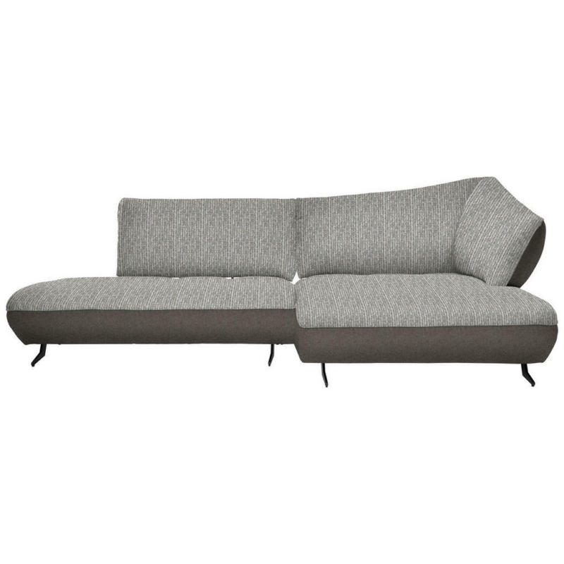 Ecksofa in Webstoff, Struktur Blau, Sandfarben