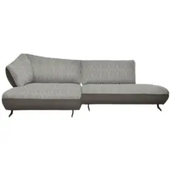 Ecksofa in Webstoff, Struktur Blau, Sandfarben