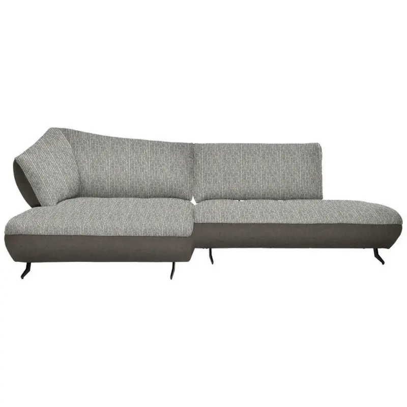 Ecksofa in Webstoff, Struktur Blau, Sandfarben