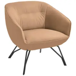 Sessel in Echtleder Naturfarben, Orange