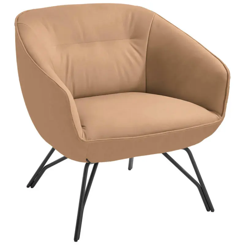 Sessel in Echtleder Naturfarben, Orange