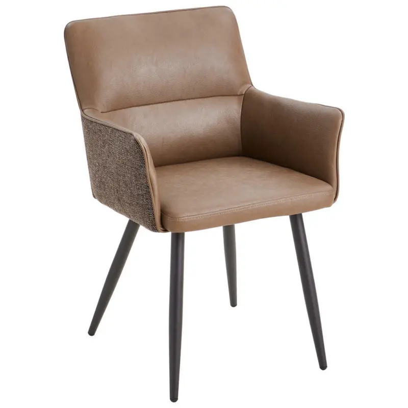 Armlehnstuhl in Eisen Lederlook, Webstoff