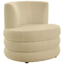 Designsessel in Flachgewebe, Teddystoff Beige