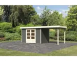 Hornbach Gartenhaus Karibu Kodiak 4 inkl. Anbaudach 2,4 m 526x217 cm terragrau