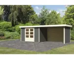 Hornbach Gartenhaus Karibu Kodiak 4 inkl. Anbaudach 2,8 m Rück- und Seitenwand 561x217 cm terragrau