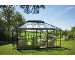 Gewächshaus JULIANA Grand Oase 13,0 m² 3 mm Sicherheitsglas 439 x 296 cm anthrazit
