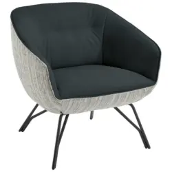 Sessel in Struktur Echtleder Grau, Dunkelgr&uuml;n