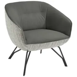 Sessel in Struktur Echtleder Grau, Dunkelgrau