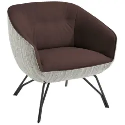 Sessel in Struktur Echtleder Braun, Grau