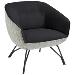 Sessel in Struktur Echtleder Anthrazit