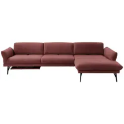 Ecksofa in Echtleder Rot