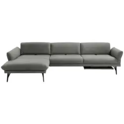 Ecksofa in Echtleder Dunkelgrau